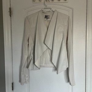 White faux leather blazer